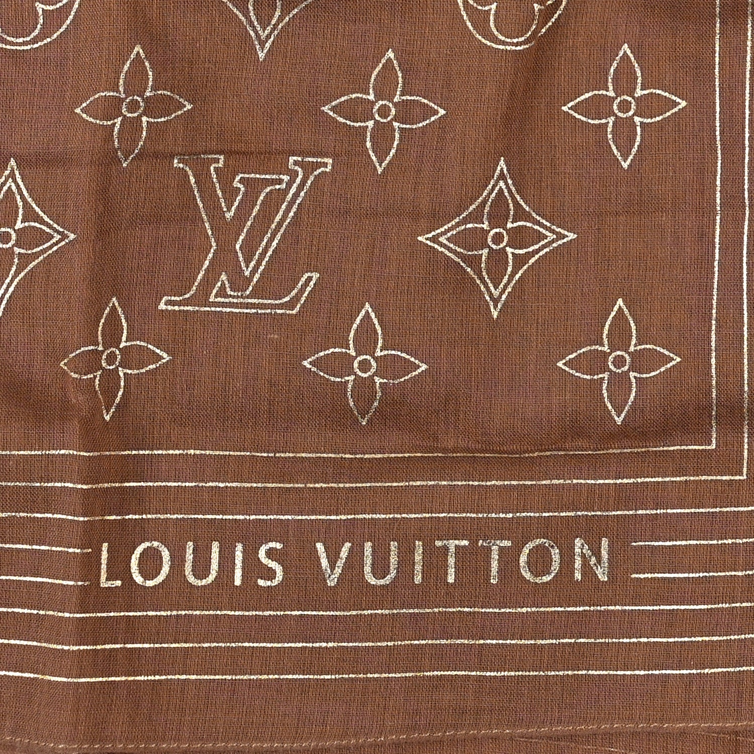 Louis Vuitton Cotton Monogram Square Scarf Brown 2 of 3