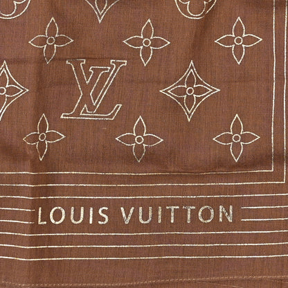 Louis Vuitton Cotton Monogram Square Scarf Brown 2 of 3