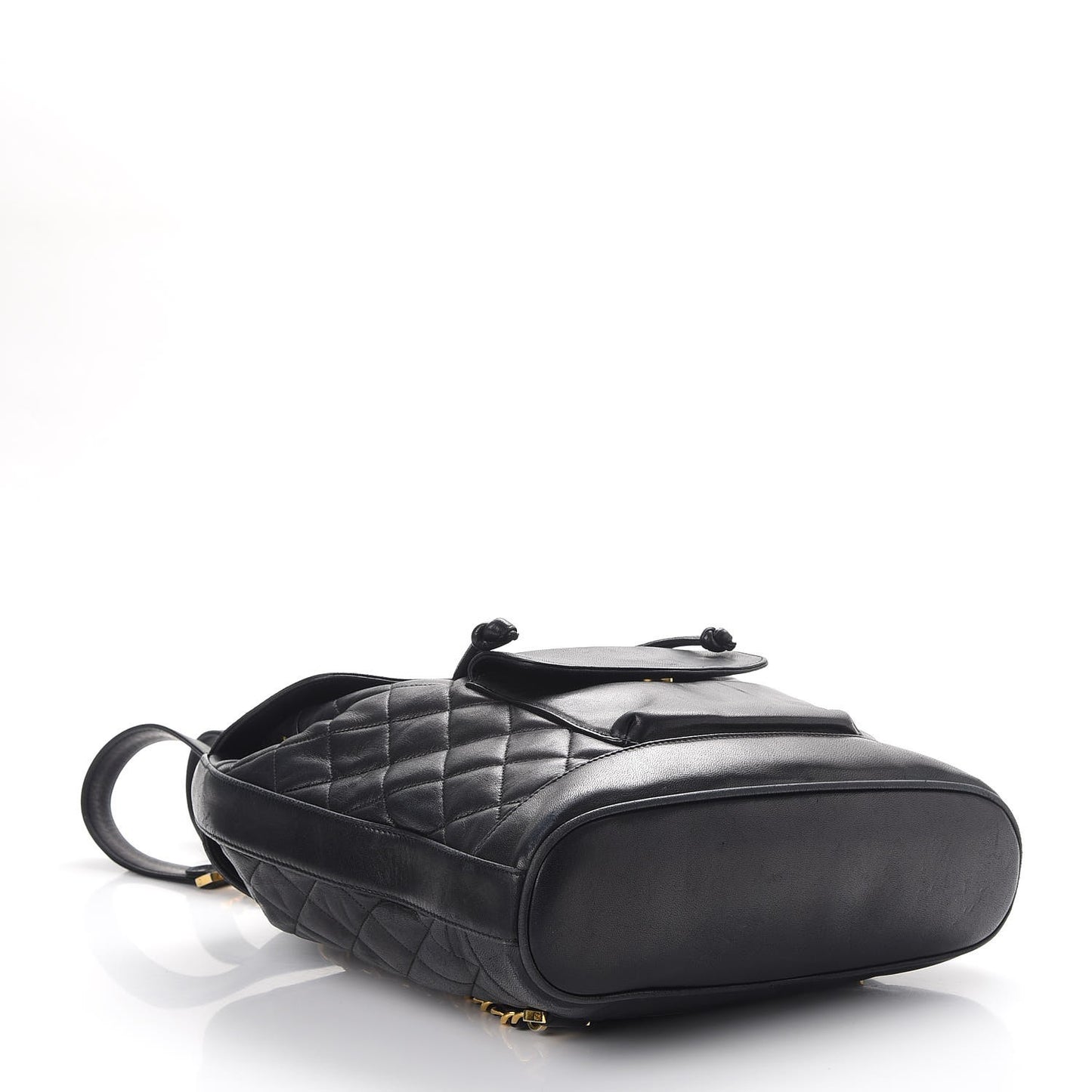 Lambskin Quilted Drawstring Backpack Black