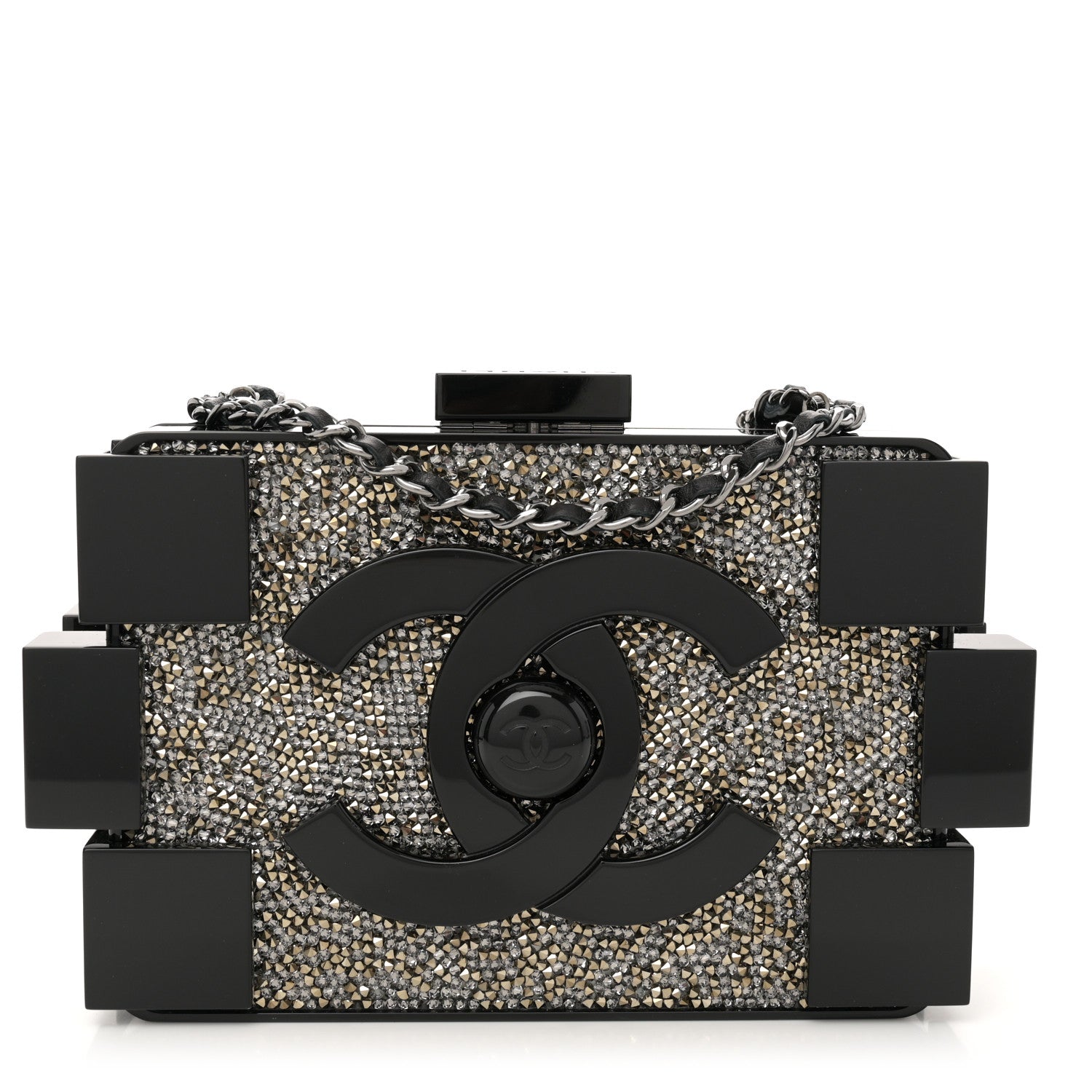 Chanel Plexiglass Crystal Lego Clutch Black 1 of 12