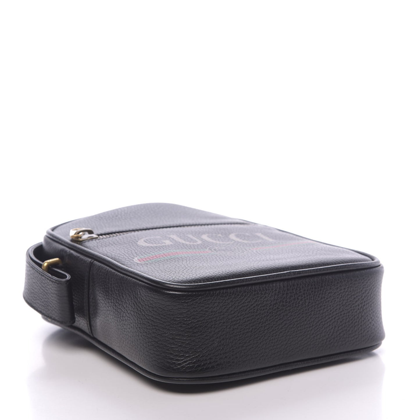 Grained Calfskin Logo Messenger Bag Black