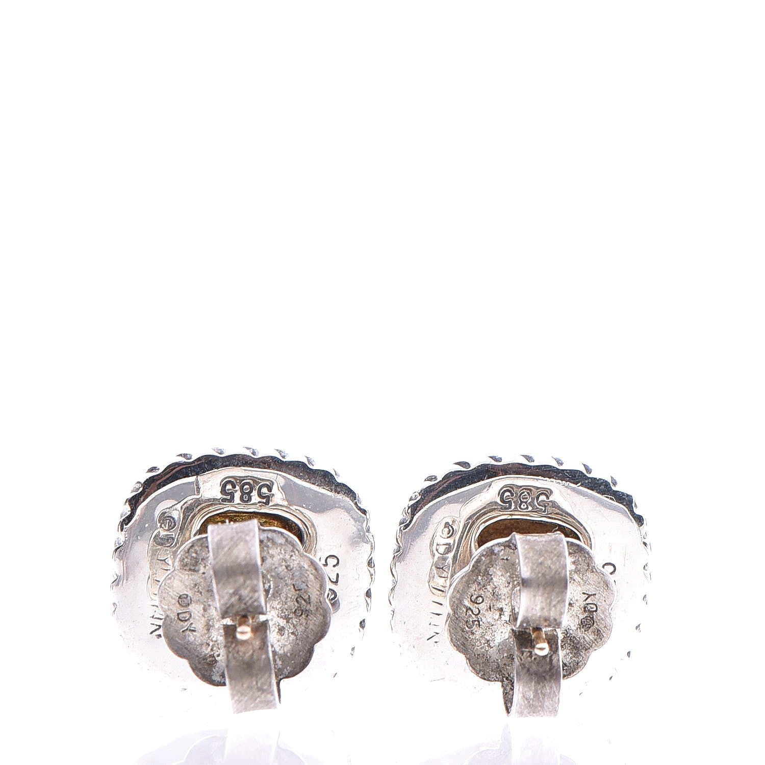 David Yurman Sterling Silver 14K Yellow Gold 7mm Albion Cable Earrings 3 of 7
