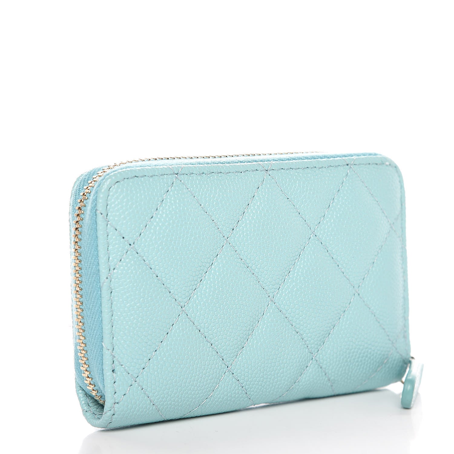 Chanel Caviar Quilted Zip Coin Purse Light Blue 3 of 8