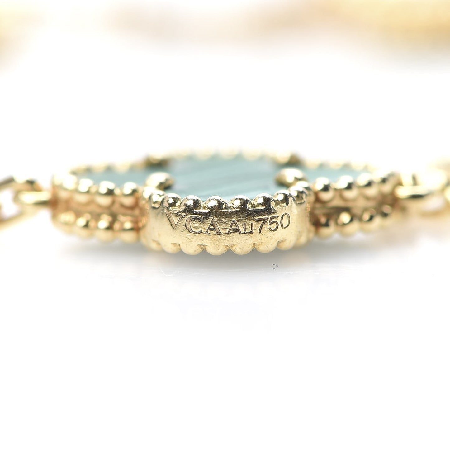 18K Yellow Gold Malachite 5 Motifs Vintage Alhambra Bracelet