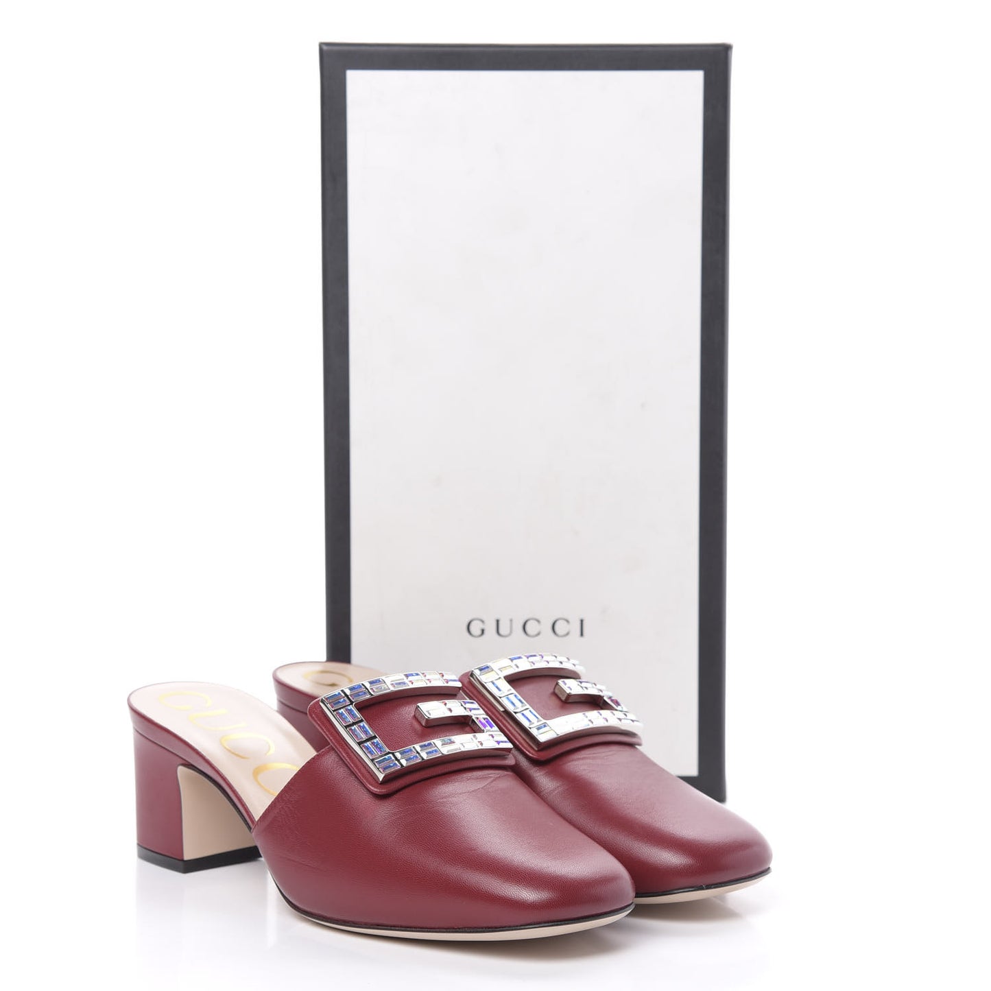 Malaga Kid Crystal Square G Madelyn Mules 38.5 Romantic Cerise
