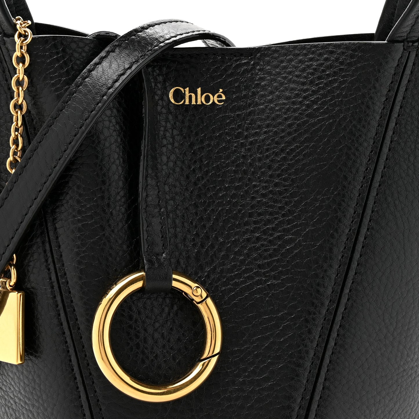 Grained Calfskin Small Spin Tote Black