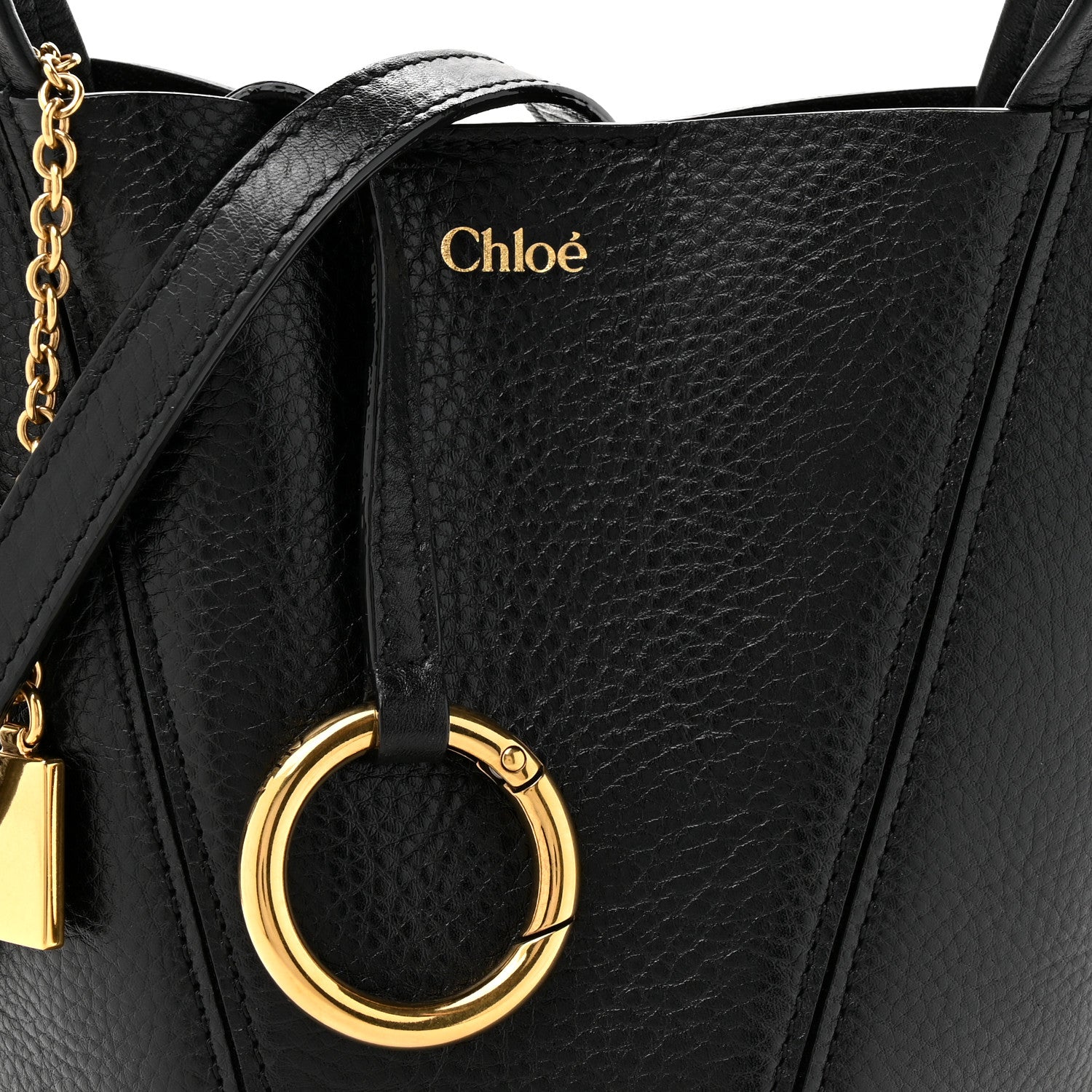 Chloe Grained Calfskin Small Spin Tote Black 8 of 10