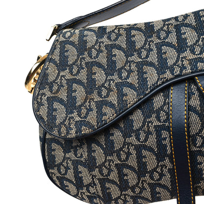 Christian Dior Monogram Double Saddle Bag Navy Blue 11 of 12