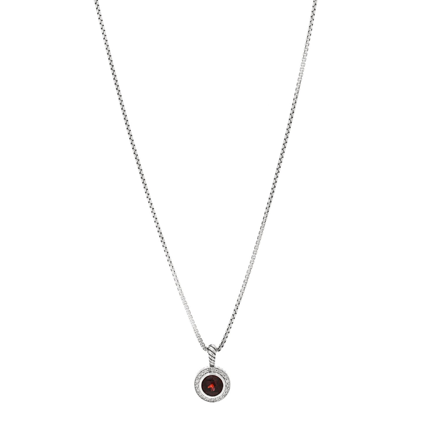 Sterling Silver Diamond Garnet 8mm Petite Cerise Pendant Necklace