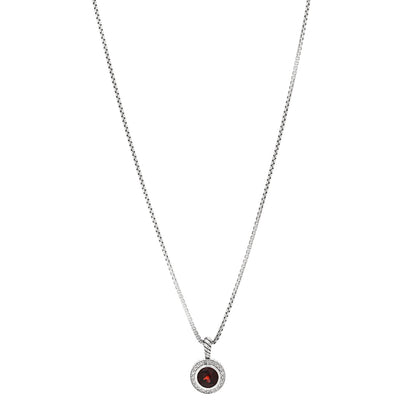 David Yurman Sterling Silver Diamond Garnet 8mm Petite Cerise Pendant Necklace 1 of 4