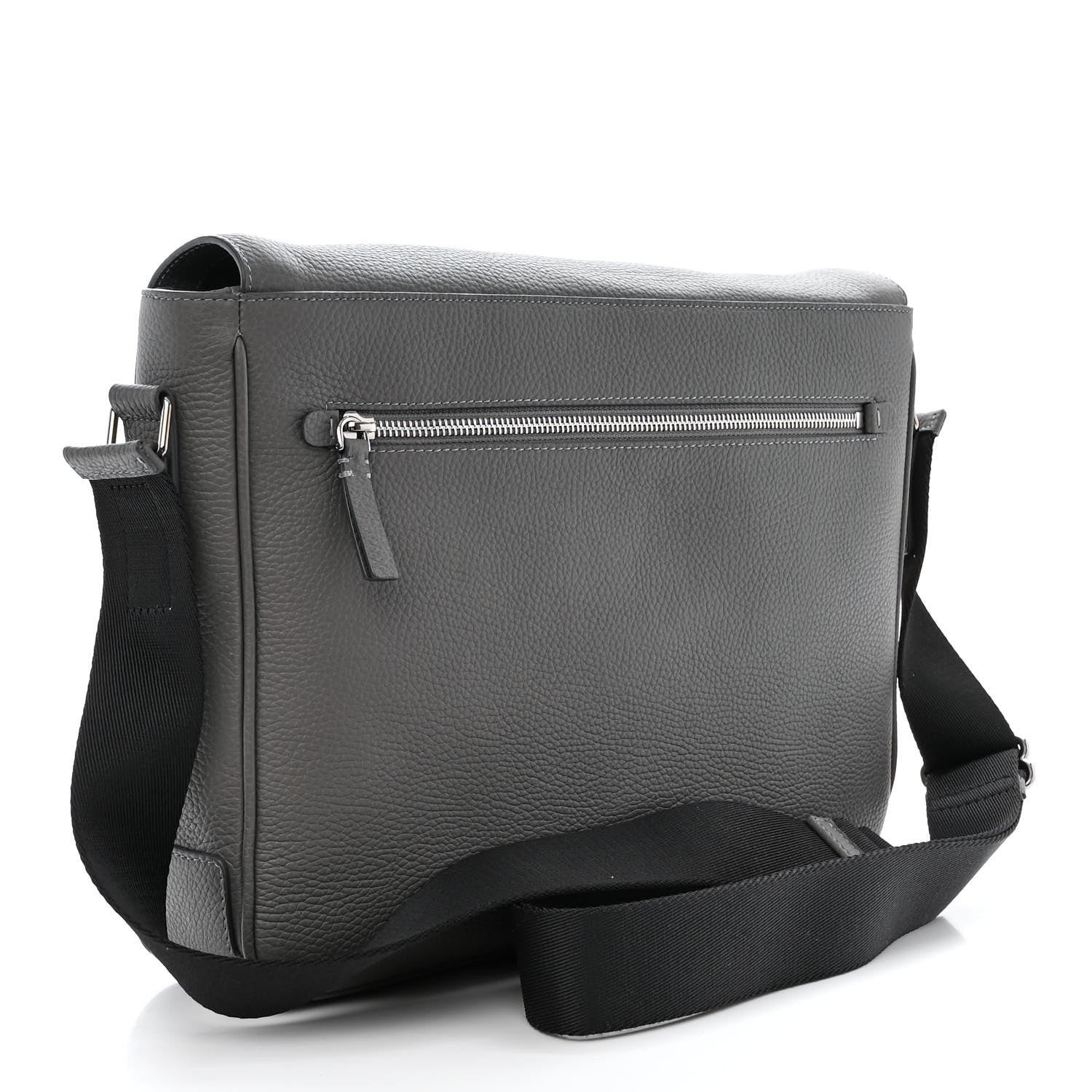 Burberry Grainy Calfskin Embossed Bruno Messenger Charcoal Grey 3 of 11