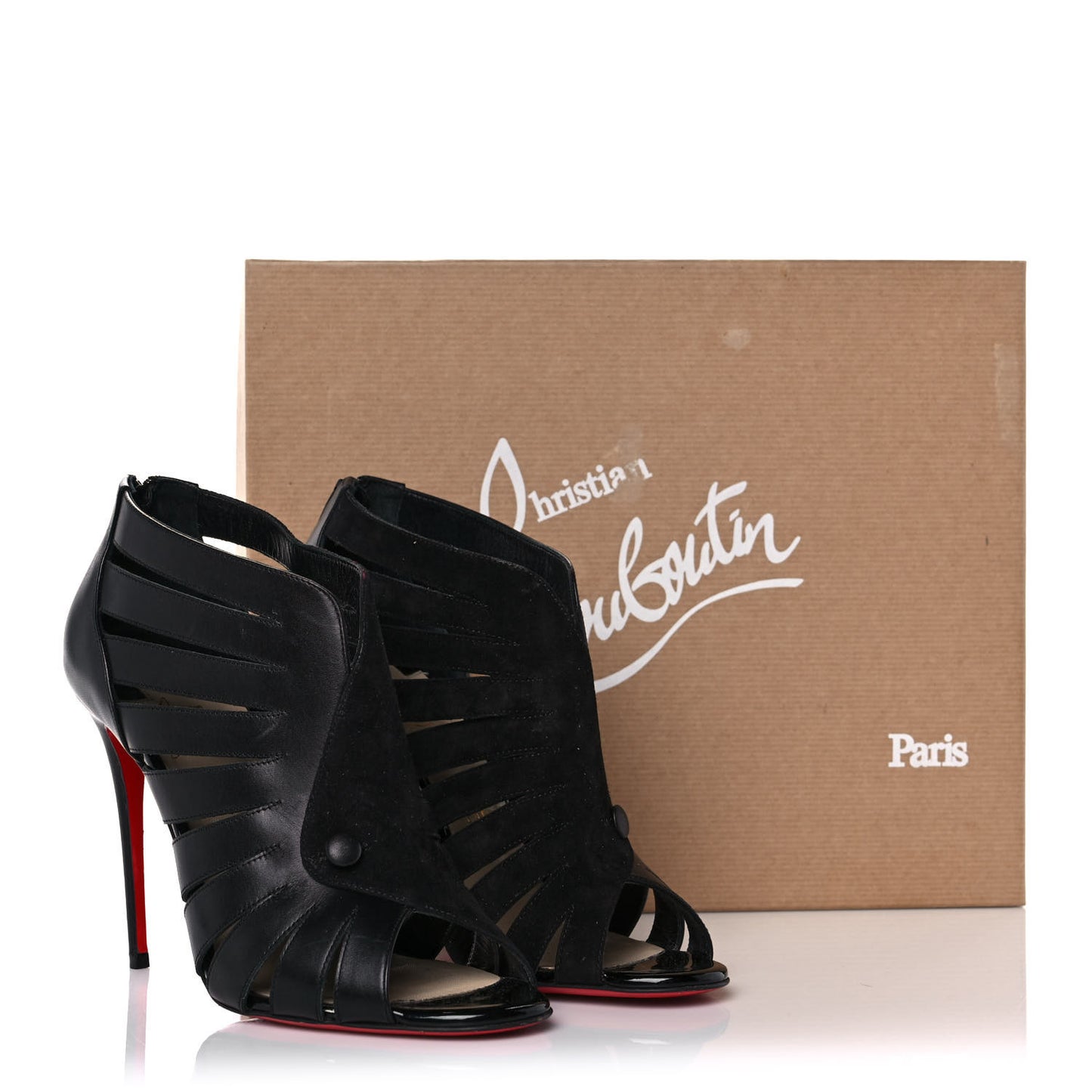 Calfskin Toot Mignonne 100 Cutout Booties 38.5 Black