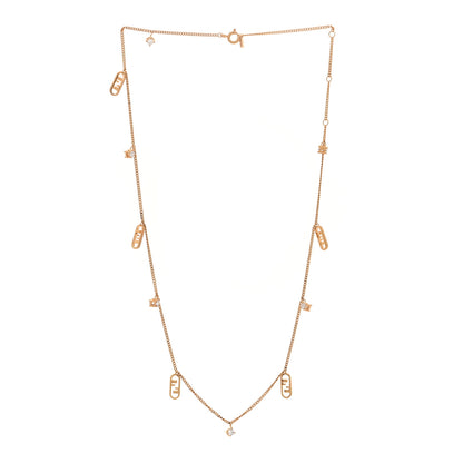 Fendi Metal Crystal Fendi O'Lock Long Necklace Gold 3 of 6