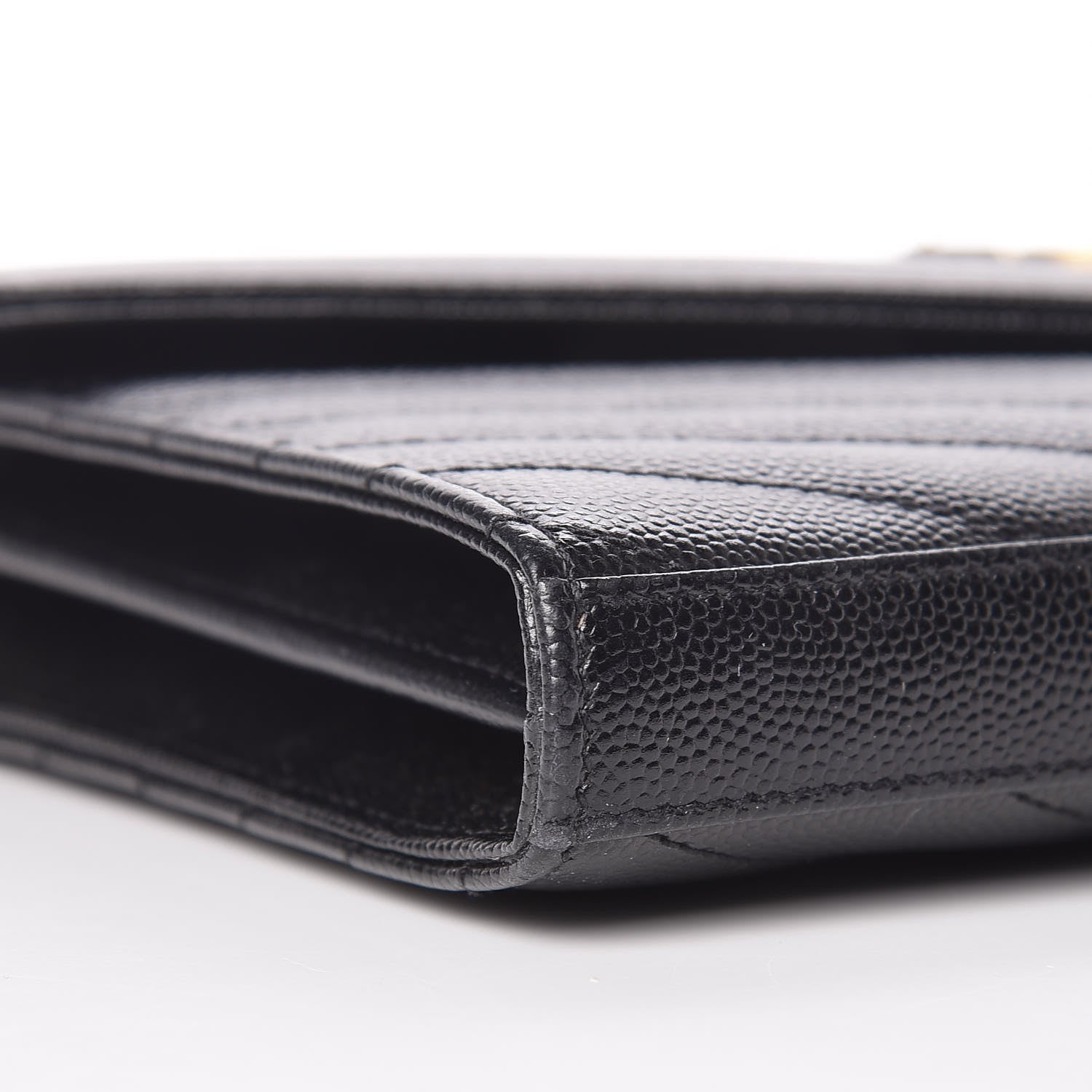 Saint Laurent Grain De Poudre Matelasse Chevron Monogram Chain Wallet Black 10 of 12