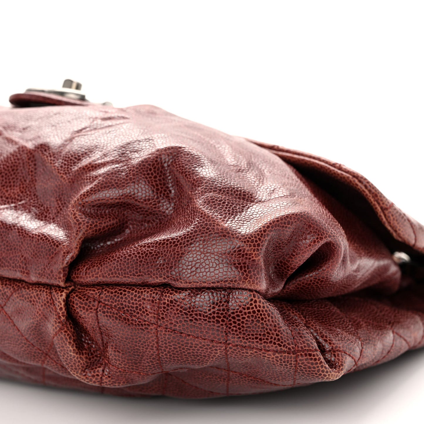 Grained Calfskin Quilted Maxi Elastic Flap Burgundy