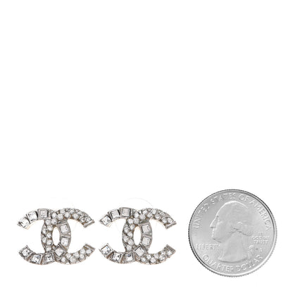 Chanel Baguette Crystal CC Earrings Silver 2 of 5
