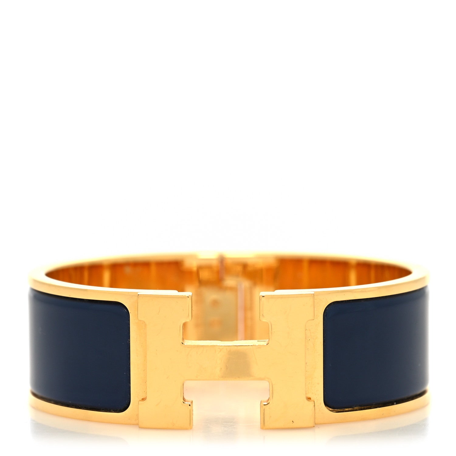 Hermes Enamel Wide Clic Clac H Bracelet GM Bleu Abysse 1 of 5