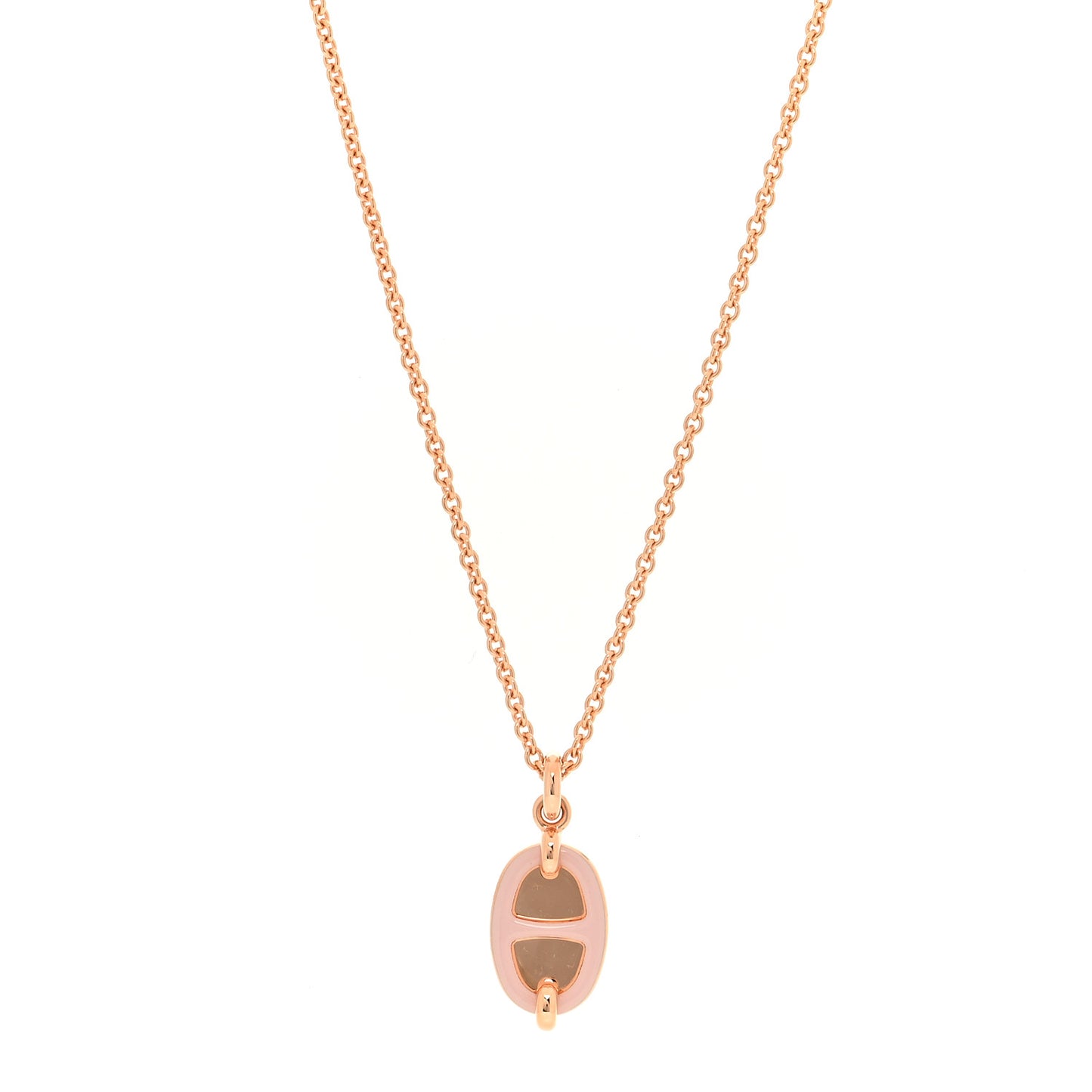 Metal Enamel Mini Maillon Pendant Necklace Rose Candeur