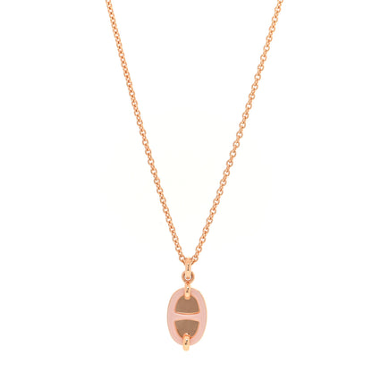 Hermes Metal Enamel Mini Maillon Pendant Necklace Rose Candeur 1 of 6