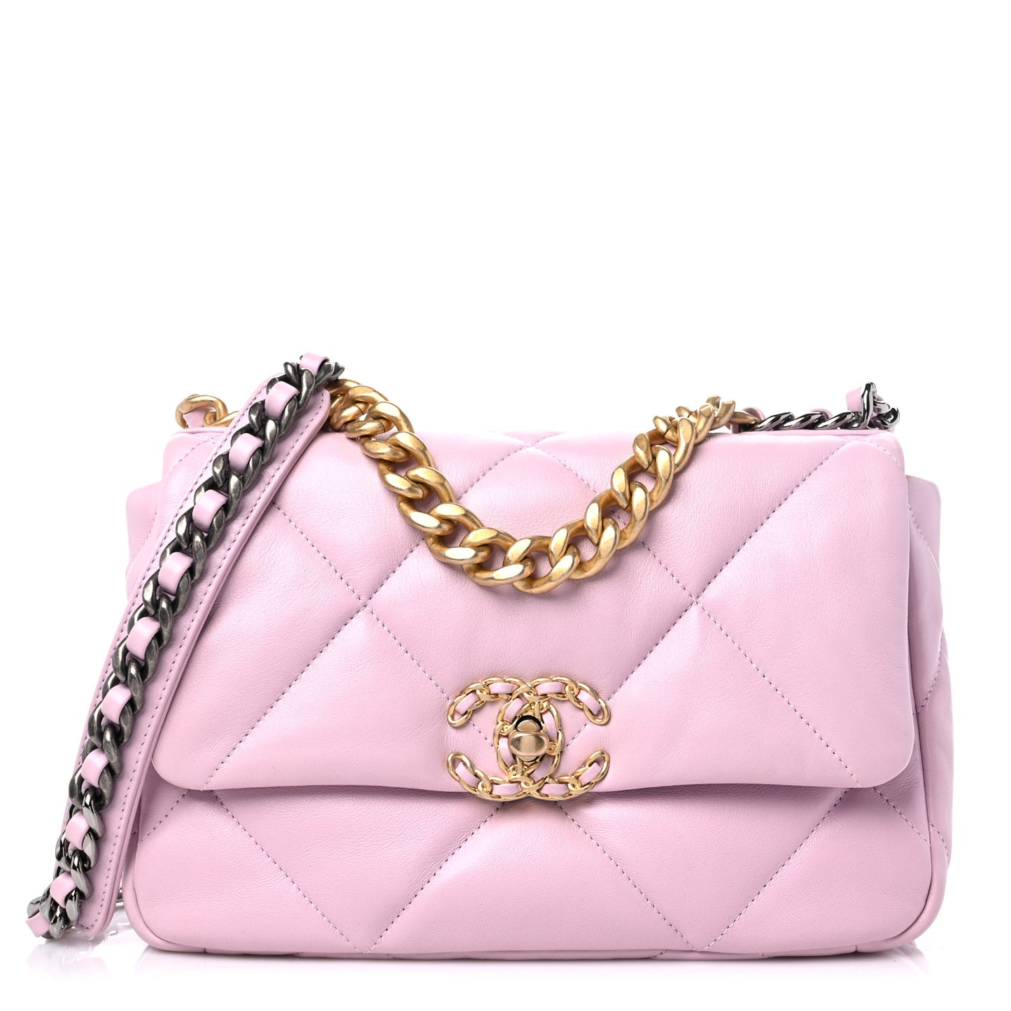 Lambskin Quilted Medium Chanel 19 Flap Light Pink