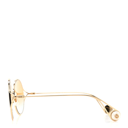 Gucci Metal Round Pearl Tip Sunglasses GG0253S Gold 3 of 8
