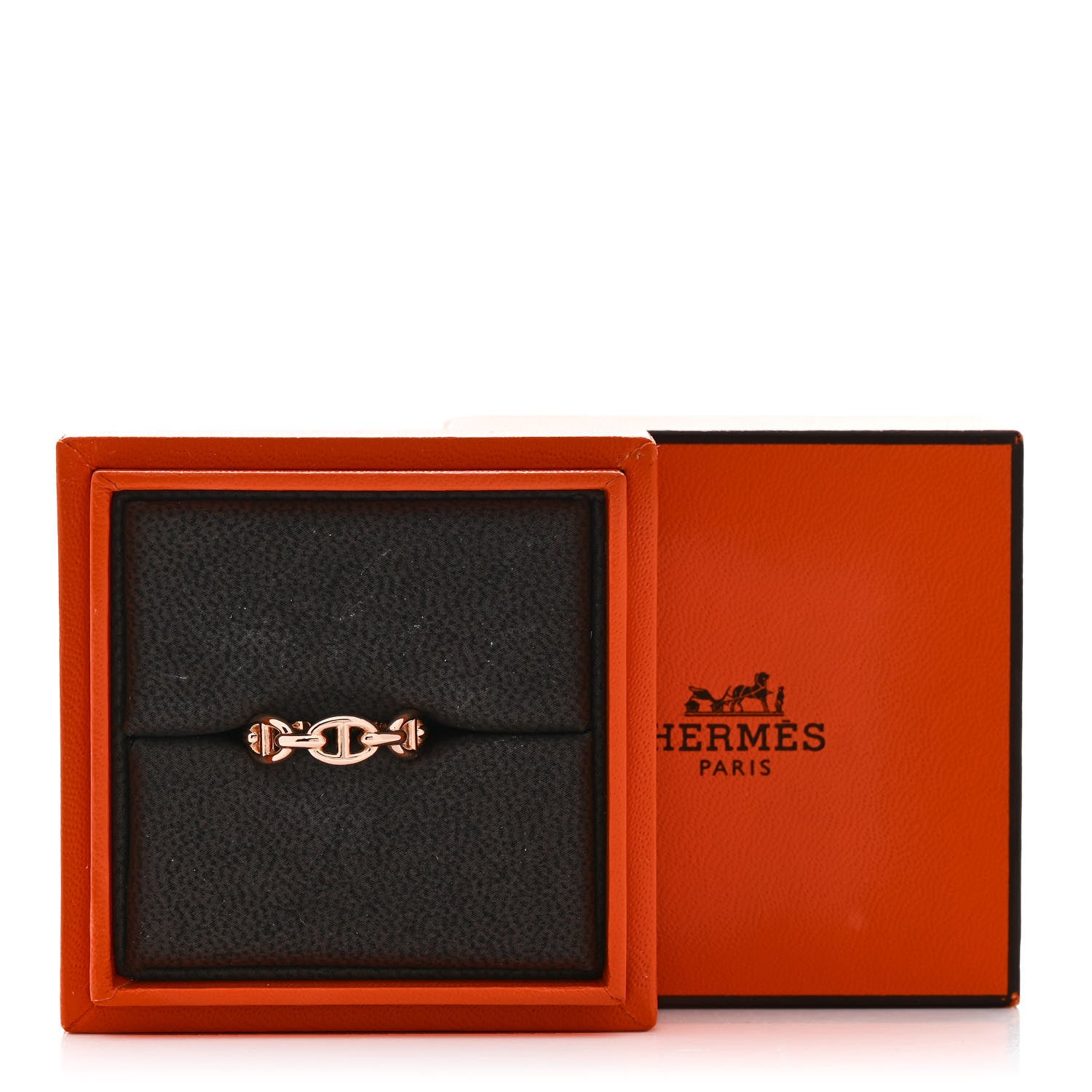 Hermes 18K Rose Gold PM Chaine d'Ancre Enchainee Ring 53 6.5 7 of 7