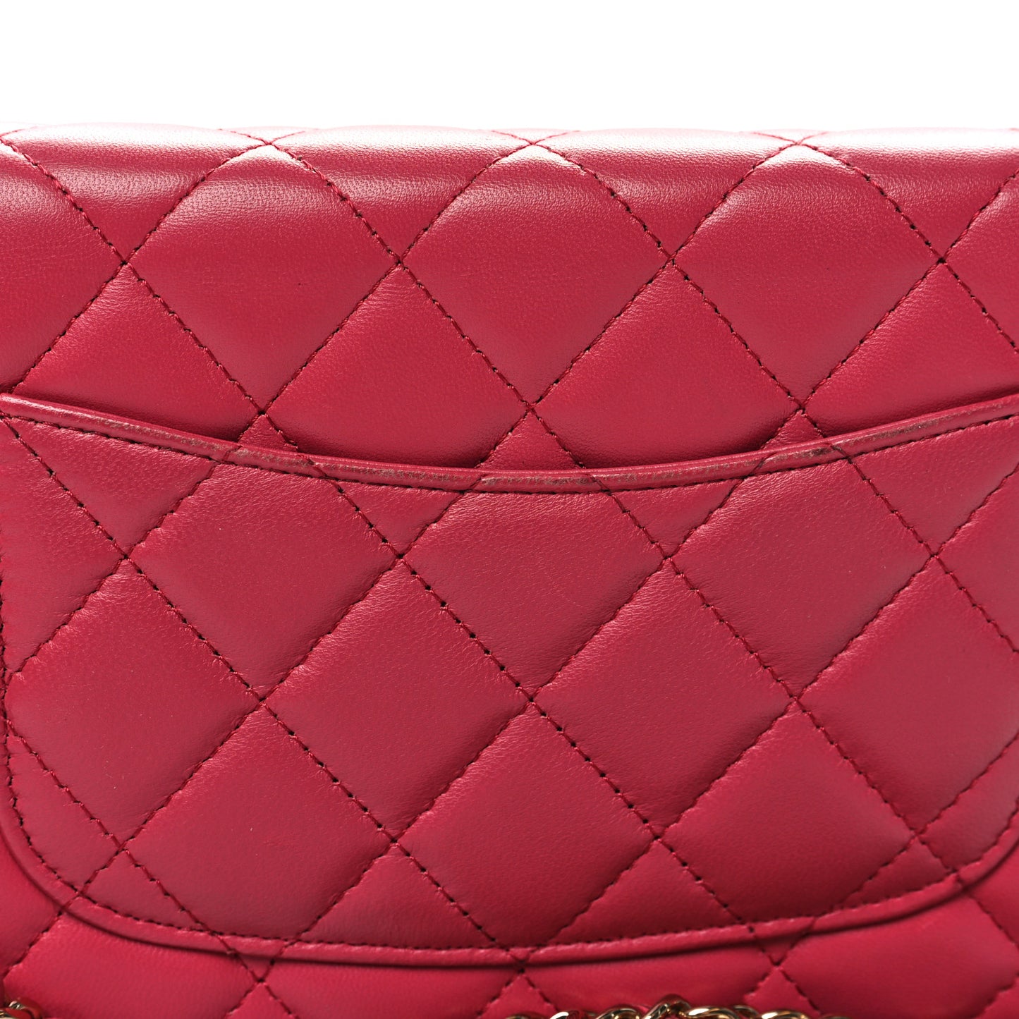 Lambskin Quilted Wallet On Chain WOC Dark Pink