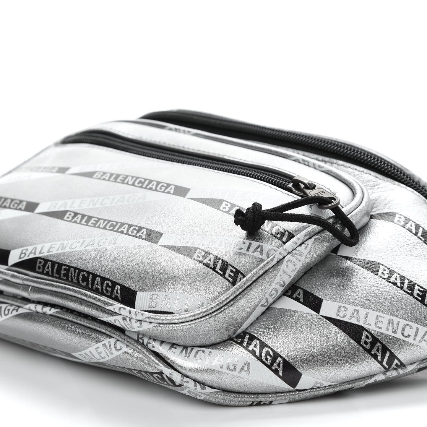 Metallic Calfskin Losange Monogram Explorer Belt Bag Silver Black White