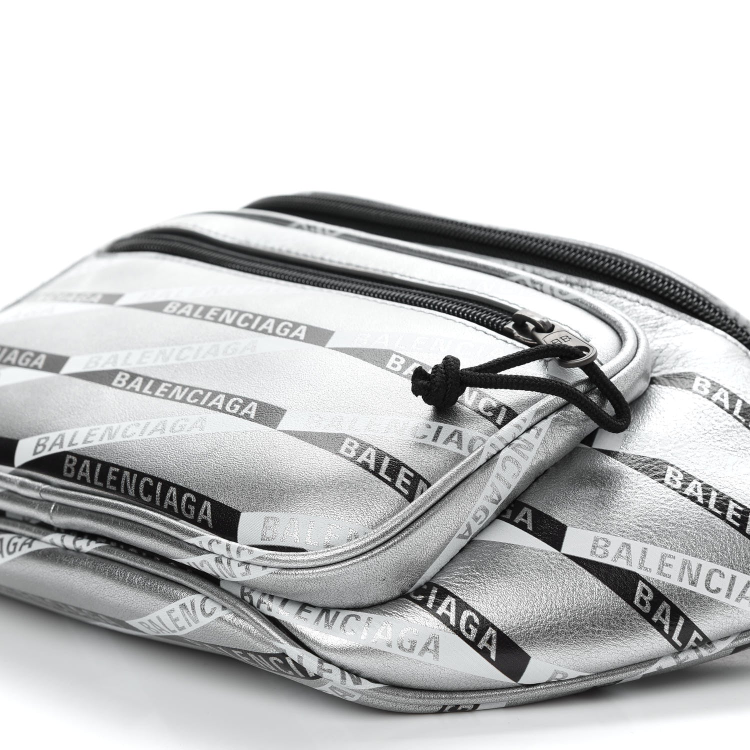 Balenciaga Metallic Calfskin Losange Monogram Explorer Belt Bag Silver Black White 9 of 9