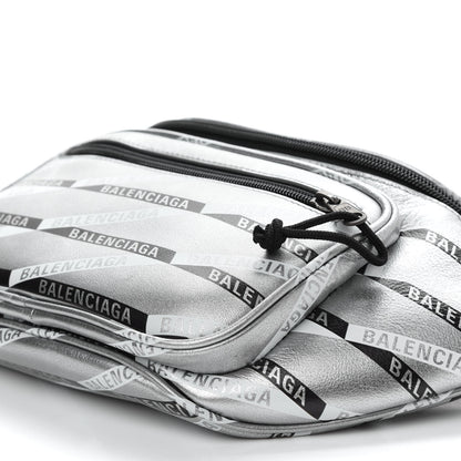 Balenciaga Metallic Calfskin Losange Monogram Explorer Belt Bag Silver Black White 9 of 9