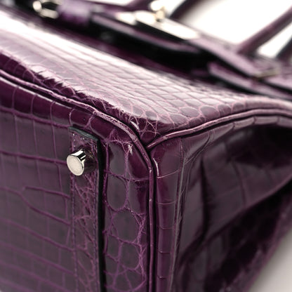 Hermes Shiny Niloticus Crocodile Birkin 30 Amethyst 10 of 14