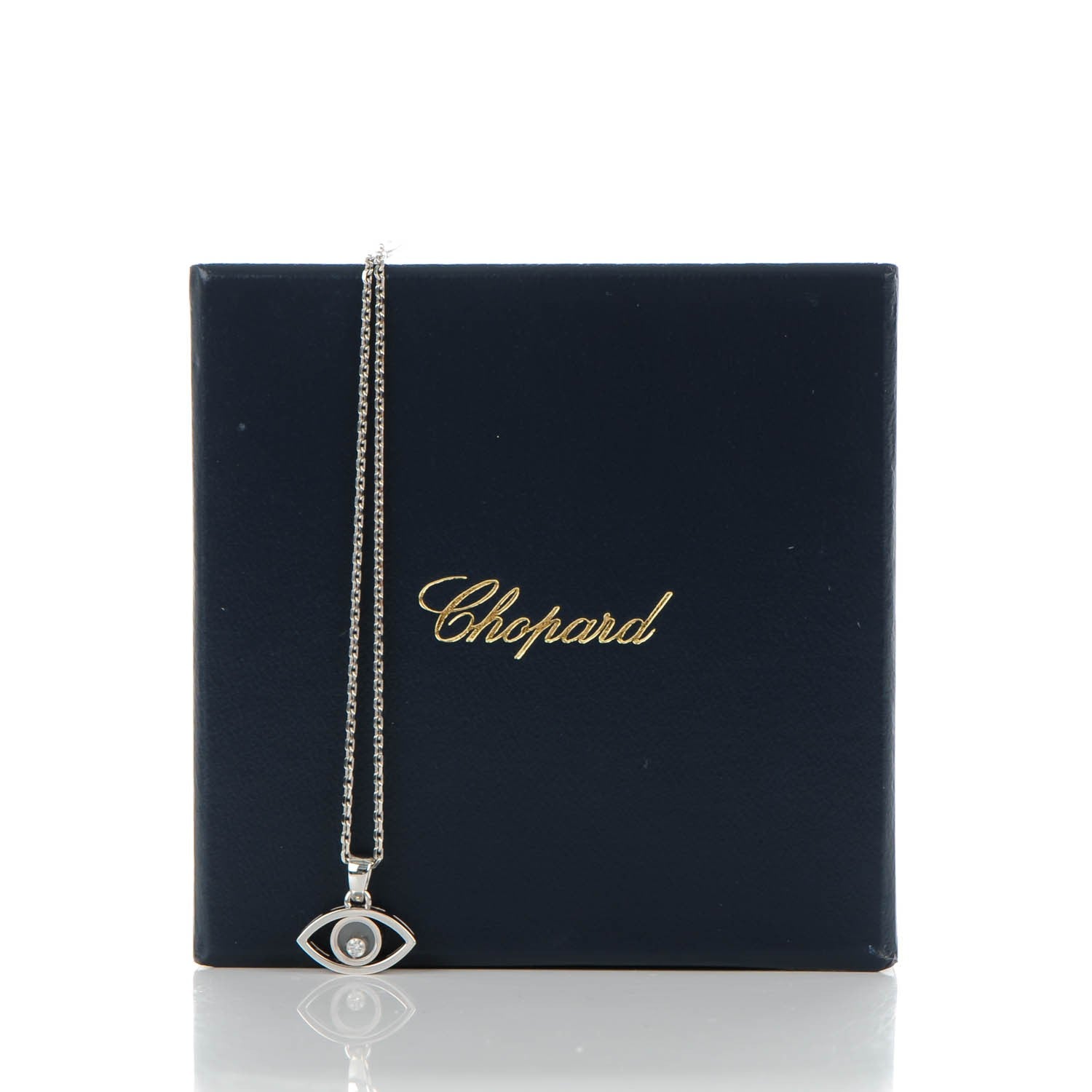 Chopard 18K White Gold Diamond Good Luck Charms Evil Eye Pendant Necklace 7 of 7