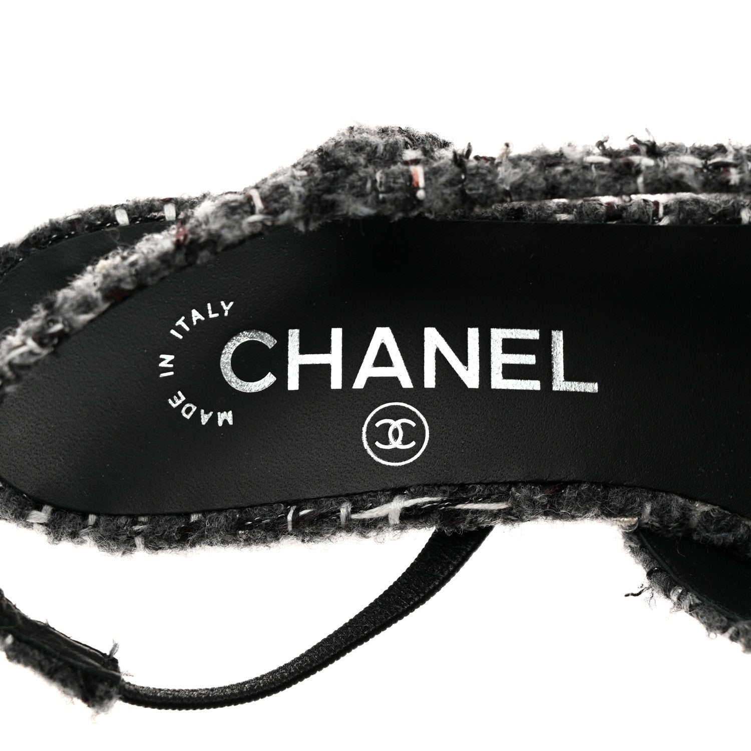 Chanel Tweed Corduroy Cap Toe Slingback Pumps 37 Grey Black 6 of 9
