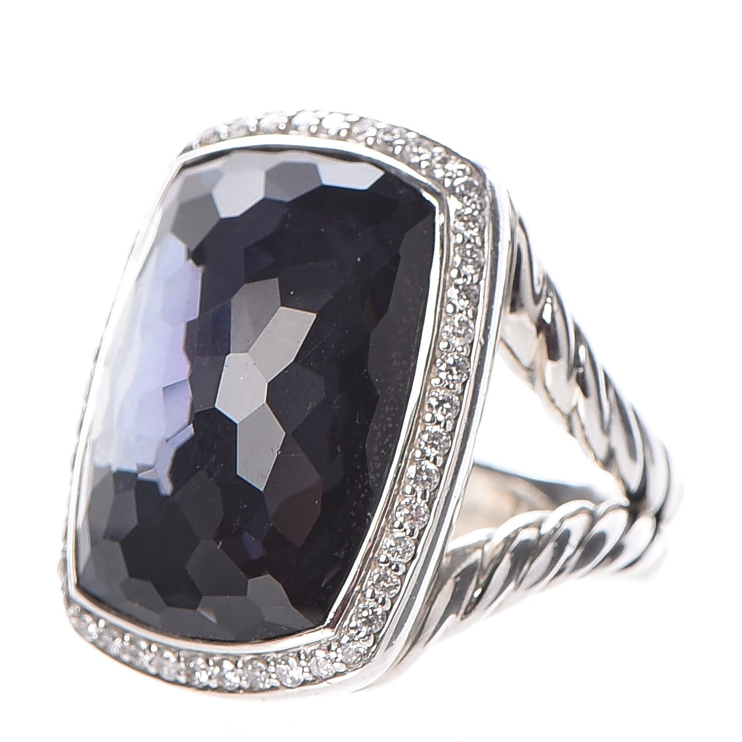 David Yurman Sterling Silver Diamond Black Orchid 20mm Albion Ring 52 6 3 of 7