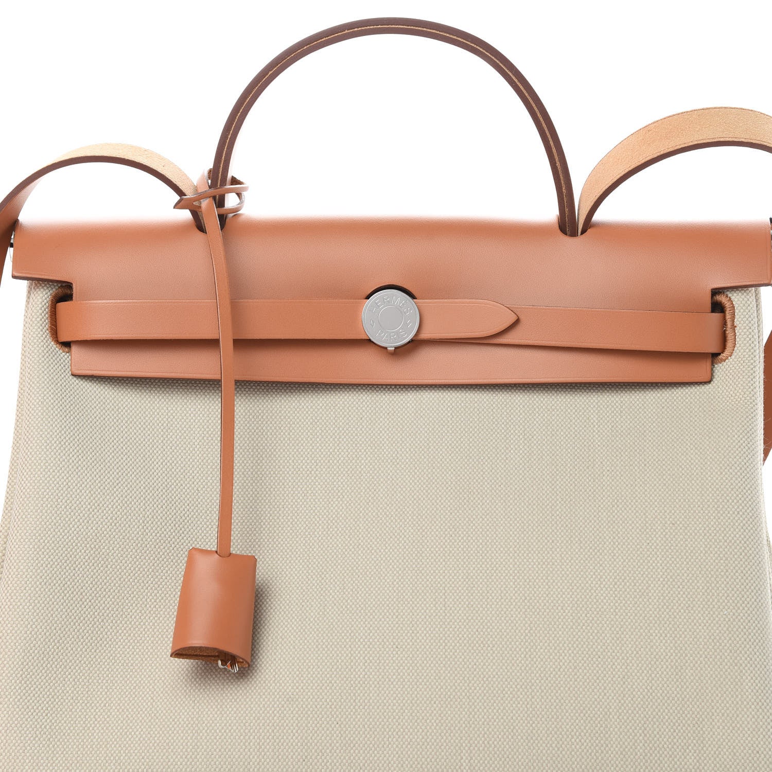 Hermes Military Toile Vache Hunter Herbag Zip Retourne 31 PM Beton Naturel 9 of 12