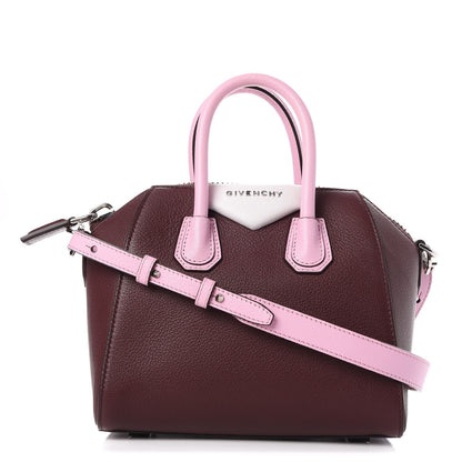 Givenchy Sugar Goatskin Mini Tri-Color Antigona Burgundy Pink White 1 of 9