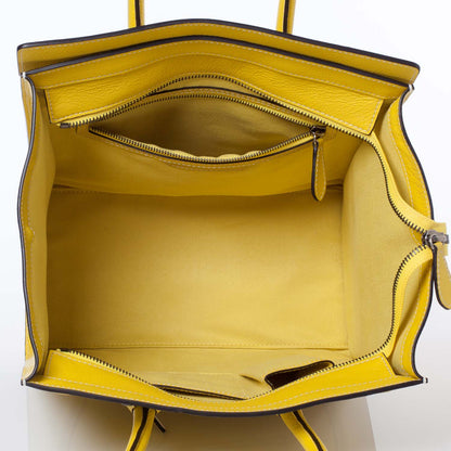 Celine Drummed Calfskin Mini Luggage Citron 9 of 10