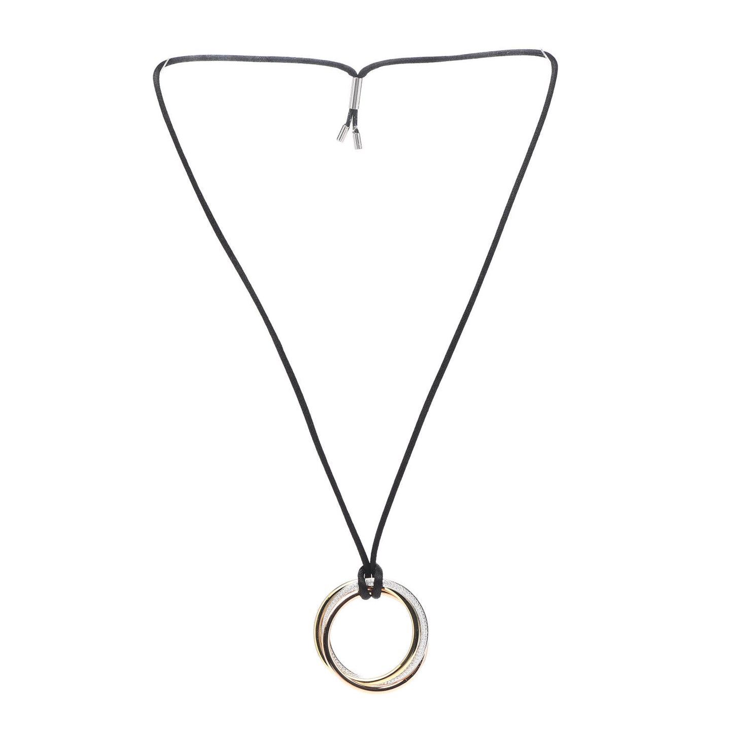 18K Pink Yellow White Gold Diamond Large Trinity Cord Necklace