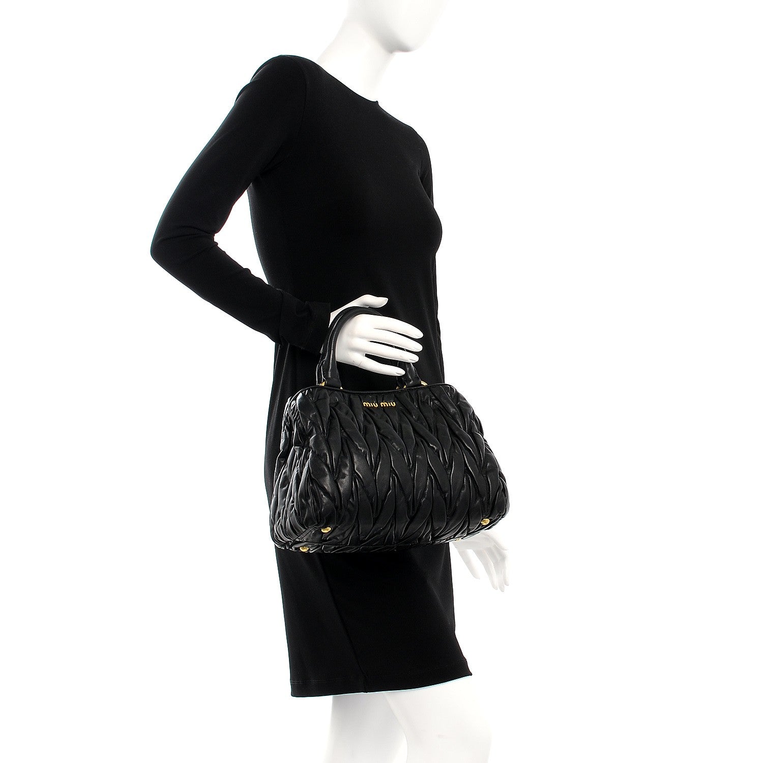 Miu Miu Nappa Matelasse Lux Mini Crossbody Tote Nero Black 3 of 8