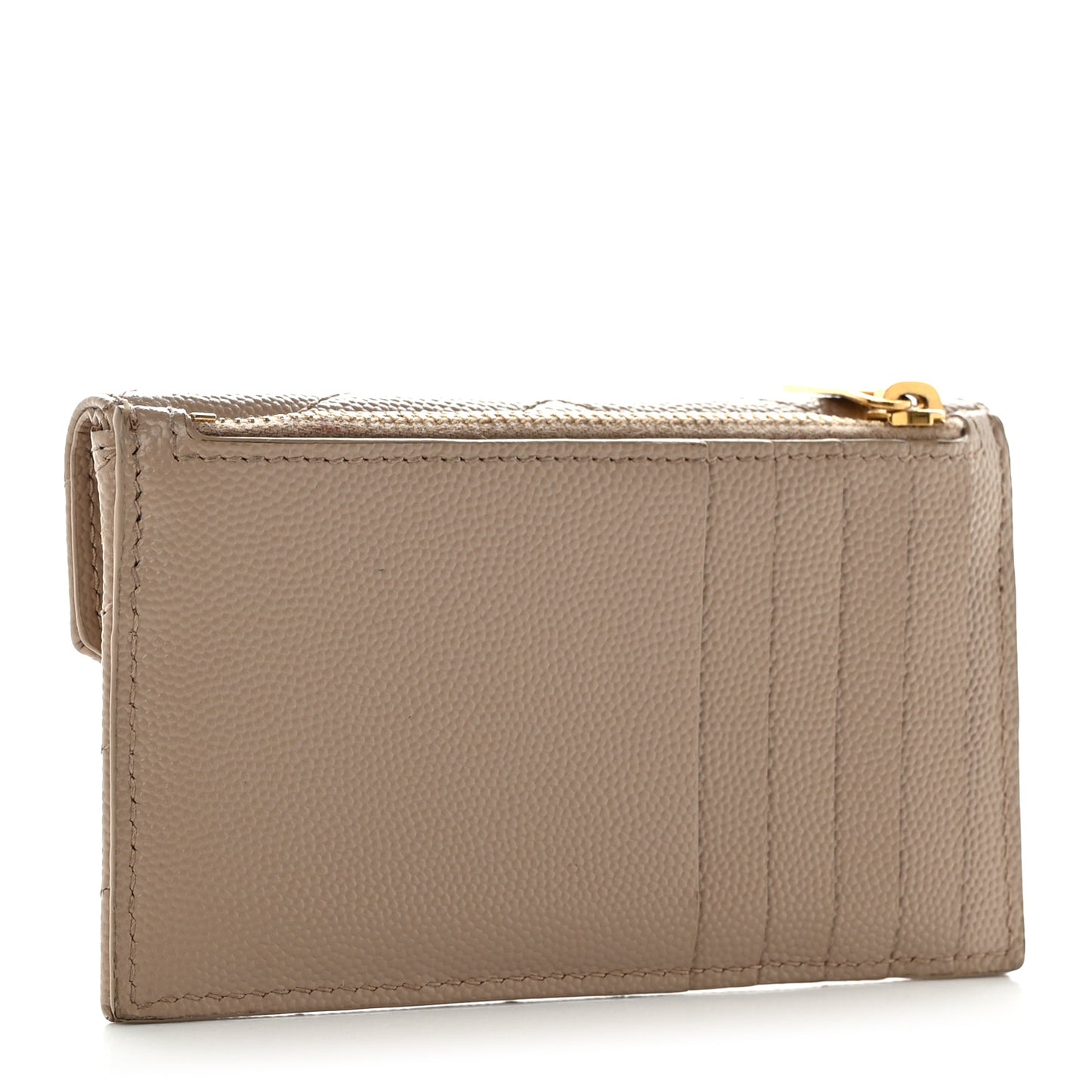 Grain De Poudre Matelasse Chevron Monogram Compact Wallet Dark Beige