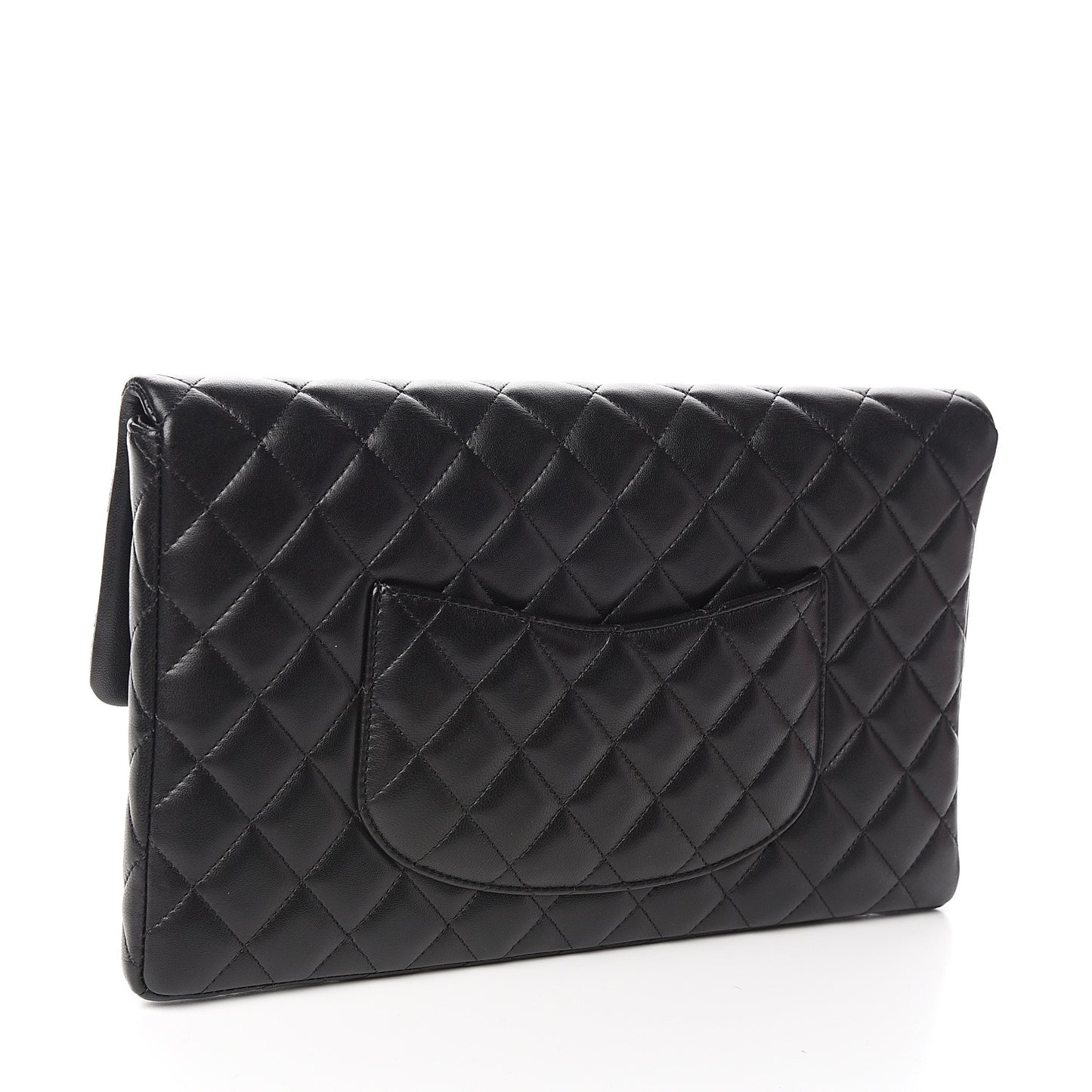 Lambskin Quilted Flap Clutch Black