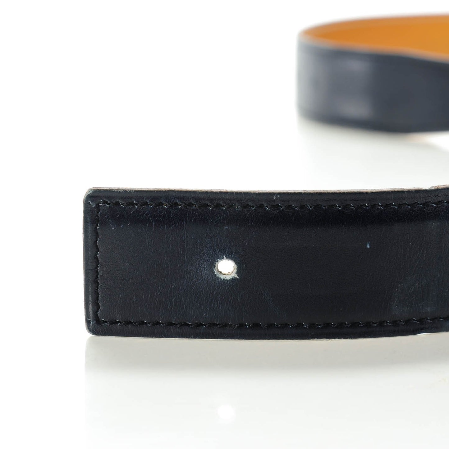 Box Chamonix 32mm Belt Strap 85 Bleu Marine Natural