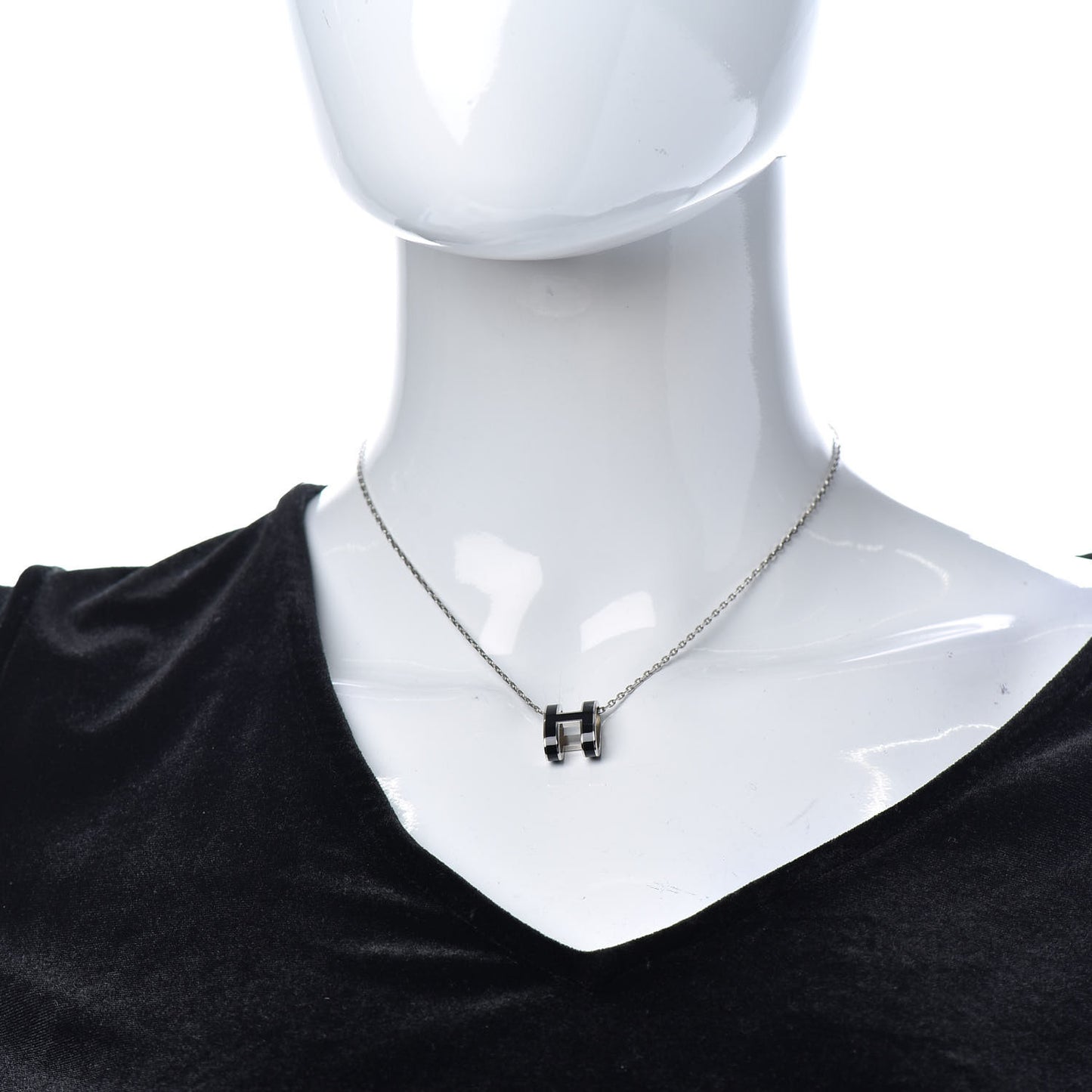 Lacquered Palladium Pop H Pendant Necklace Black