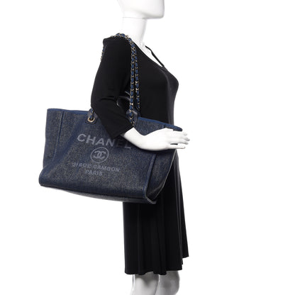 Chanel Woven Straw Raffia Large Deauville Tote Dark Blue 2 of 10