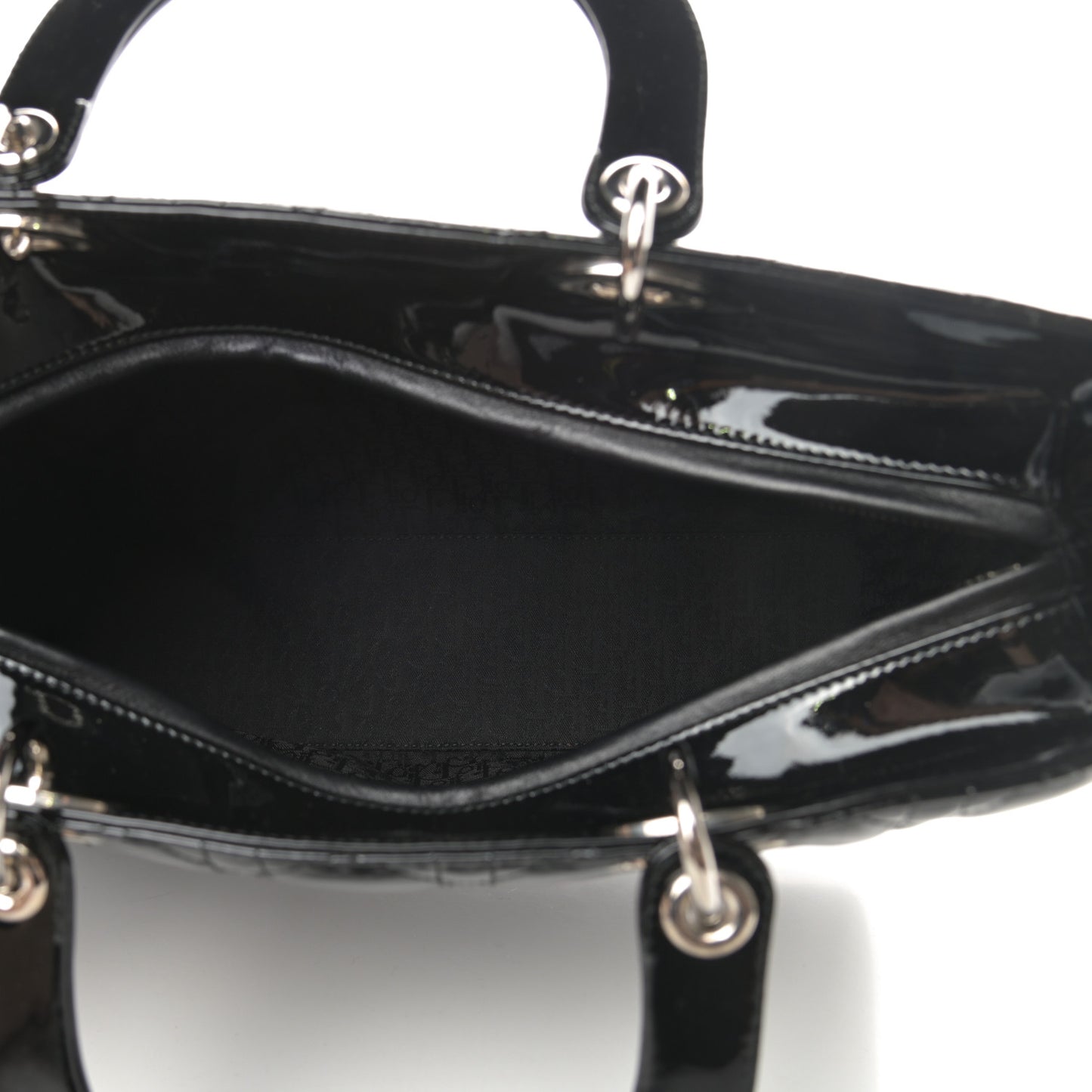 Patent Cannage Large Lady Dior Black