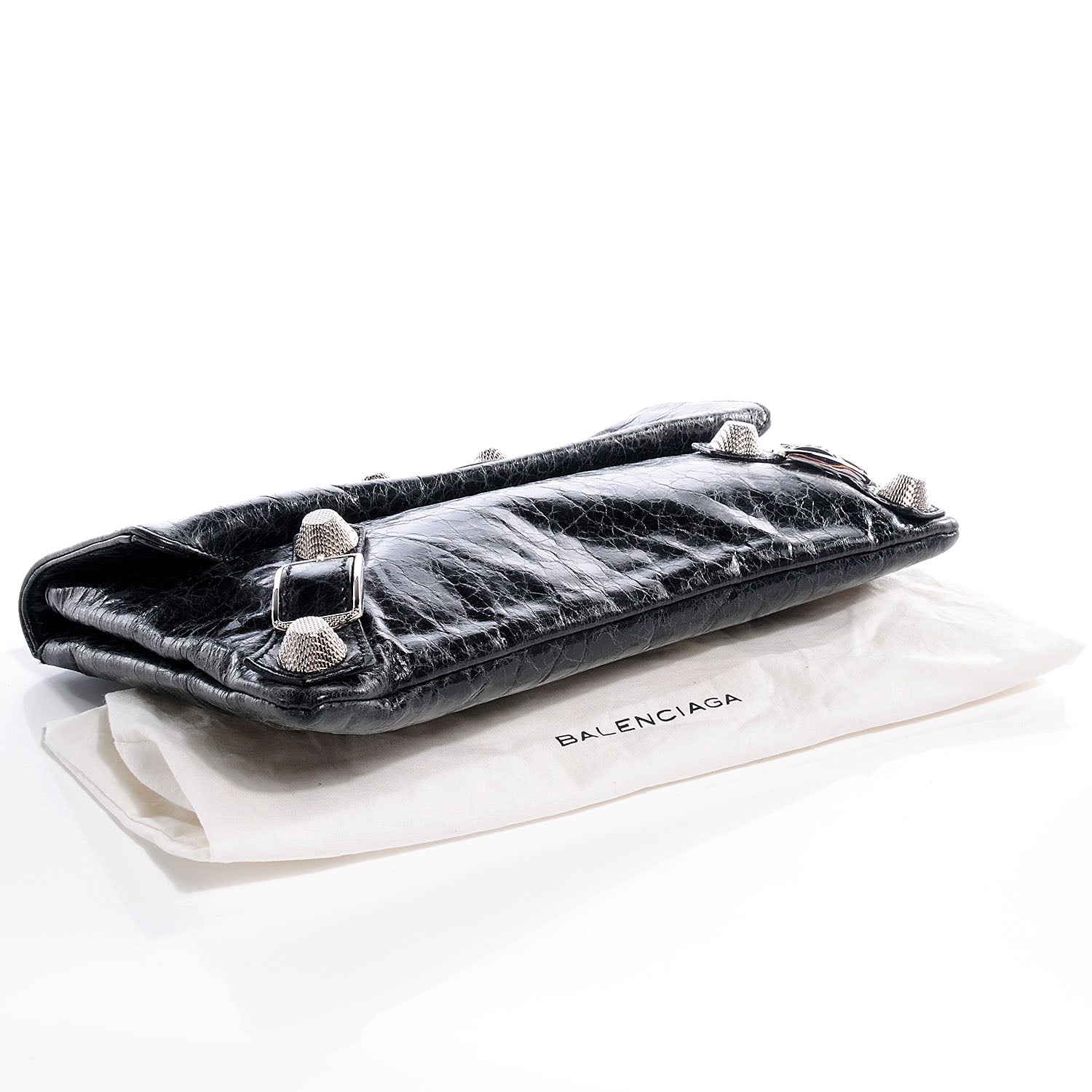 Balenciaga Agneau Giant 21 Silver Hardware Envelope Clutch Anthracite 4 of 8