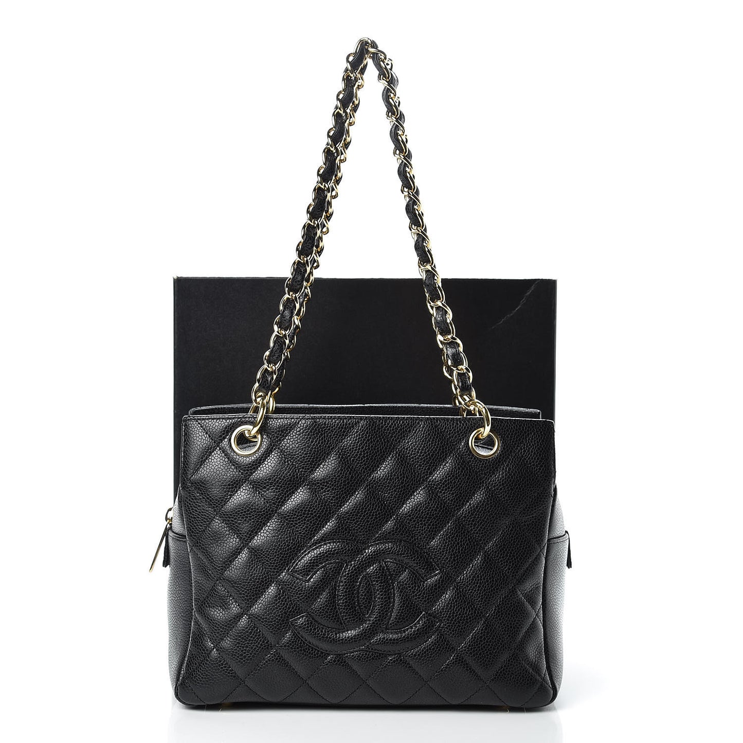 Caviar Quilted Petit Timeless Tote PTT Black