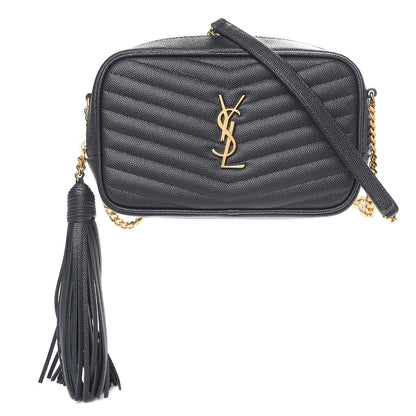 Saint Laurent Grain De Poudre Matelasse Monogram Mini Lou Camera Bag Dark Smog 1 of 10