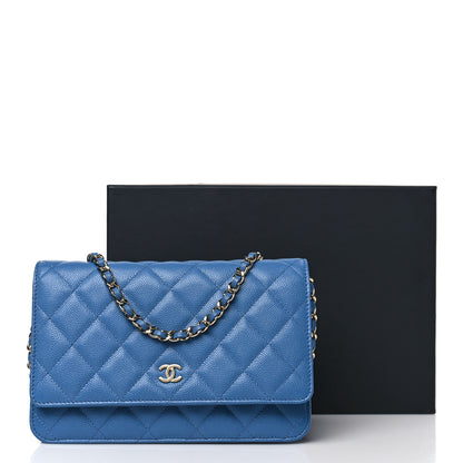 Chanel Caviar Quilted Wallet on Chain WOC Blue 10 of 10