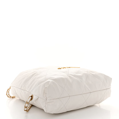 Chanel Shiny Calfskin Quilted Chanel 22 Backpack White 4 of 10
